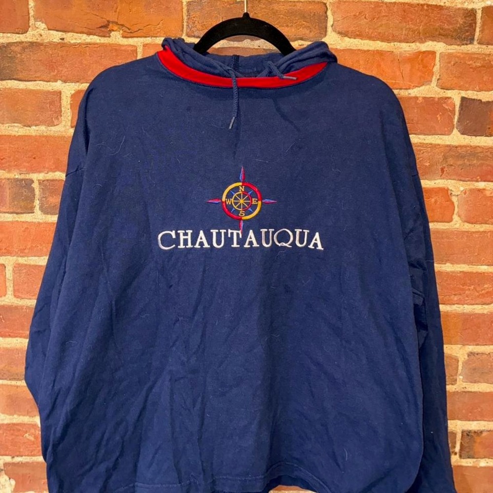 Navy‎ Chautauqua Hoodie Embroidered Logo hoodie Wind Breaker Small